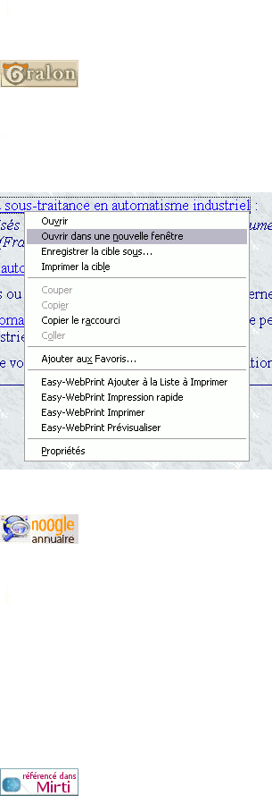 Menu contextuel d' ouverture de liens